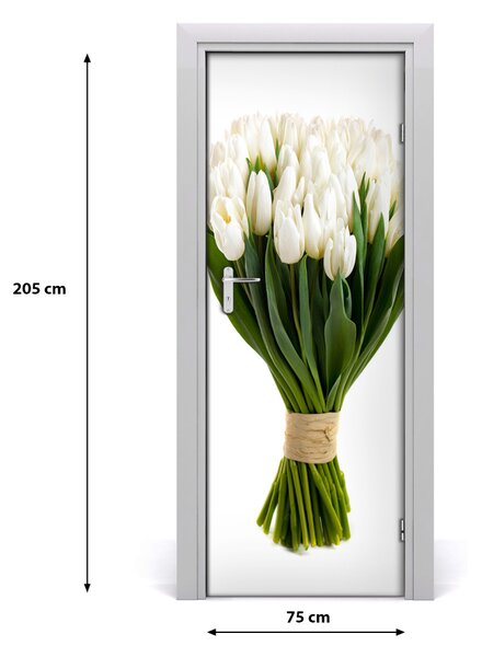 Adesivo per porta Tulipani bianchi 75x205 cm