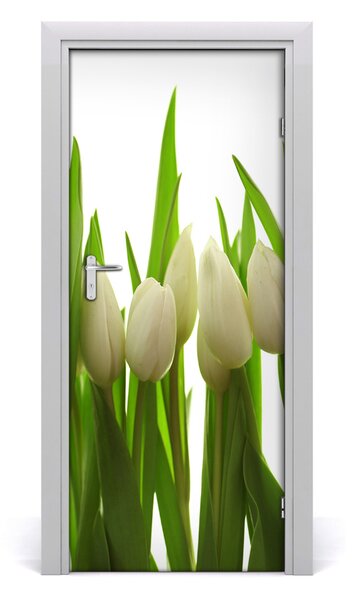 Adesivo per porta Tulipani bianchi 75x205 cm