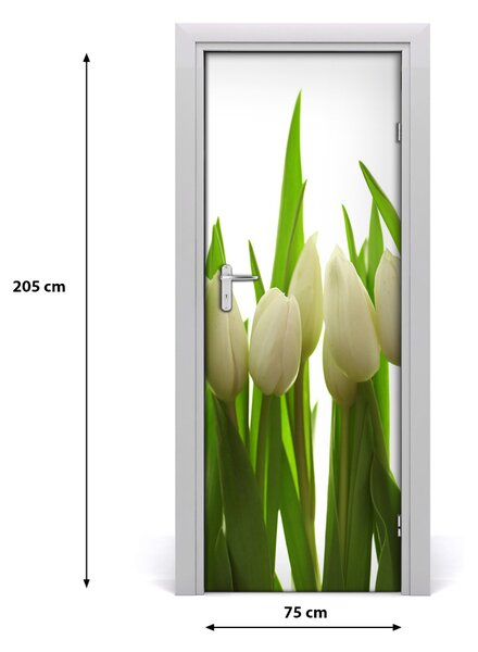 Adesivo per porta Tulipani bianchi 75x205 cm