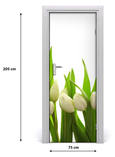 Adesivo per porta interna Tulipani bianchi 75x205 cm