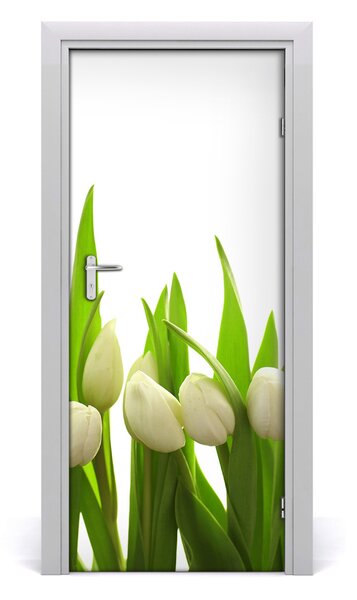 Adesivo per porta interna Tulipani bianchi 75x205 cm