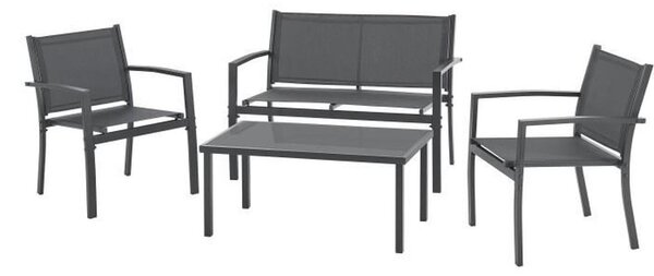 Salotto da giardino CEBU - Struttura in acciaio - 4 persone - Grigio