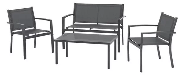 Salotto da giardino CEBU - Struttura in acciaio - 4 persone - Grigio