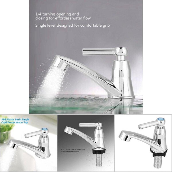 Rubinetto per lavello da incasso, realizzato in plastica ABS. Miscelatore monocomando per acqua fredda, ideale come accessorio semplice e pratico per bagni e cucine