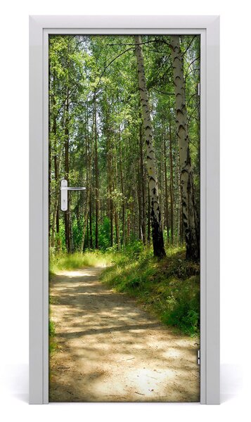 Adesivo per porta interna Foresta di betulla 75x205 cm