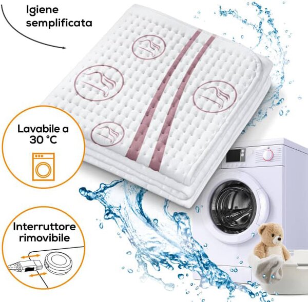 Beurer Scaldasonno Singolo Scaldaletto Elettrico Coprimaterasso Termico Comfort 150 x 80 cm Lavabile colore Bianco - UB 90 Cosy