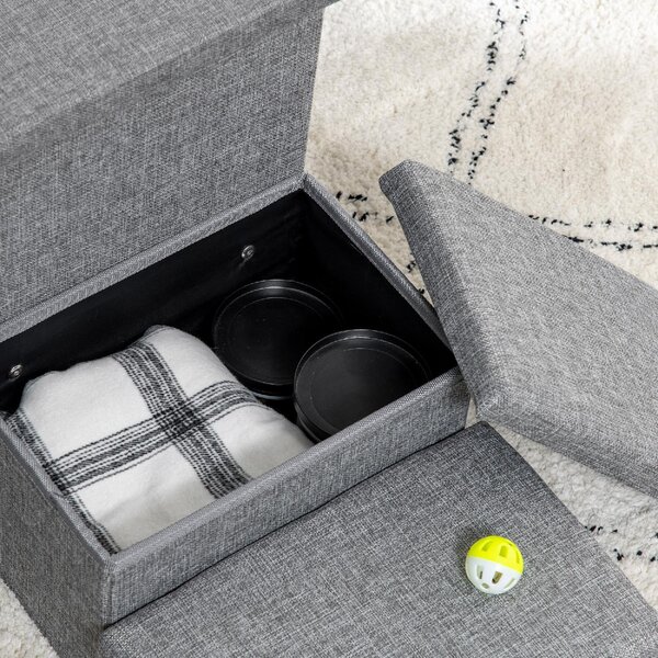 AllMyPets Scaletta per Cani 10kg max a 3 Gradini con Casetta per Cani e Spazio Portaoggetti 73.5x33x40.5 cm Grigio