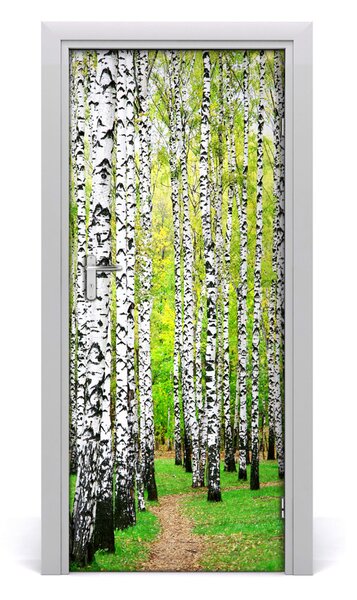 Adesivo per porta interna Foresta di betulla 75x205 cm