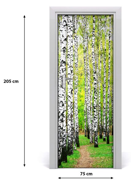 Adesivo per porta interna Foresta di betulla 75x205 cm