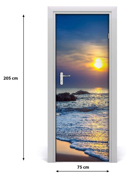 Adesivo per porta Spiaggia al calare del sole 75x205 cm
