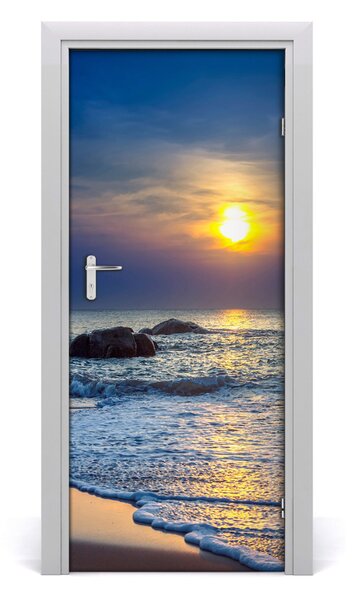 Adesivo per porta Spiaggia al calare del sole 75x205 cm