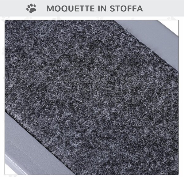AllMyPets Scaletta per Cani a 3 Gradini con Tappeto Antiscivolo e Spazio Interno 40.5x44.5x38 cm colore Grigio - 065GY/D06