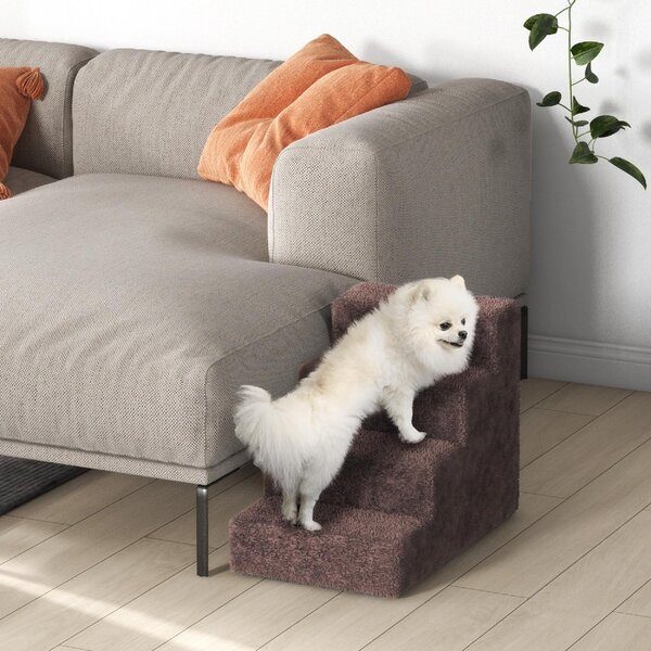 AllMyPets Scaletta per Cani a 4 Gradini con Rivestimento Sfoderabile e Lavabile, Portatile 60x35x44 cm colore Marrone - BNZ493