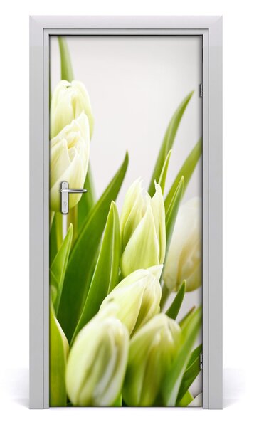 Adesivo per porta interna Tulipani bianchi 75x205 cm