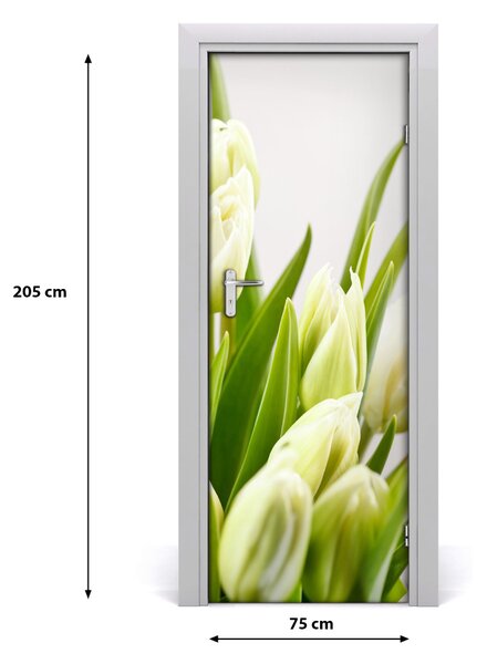 Adesivo per porta interna Tulipani bianchi 75x205 cm