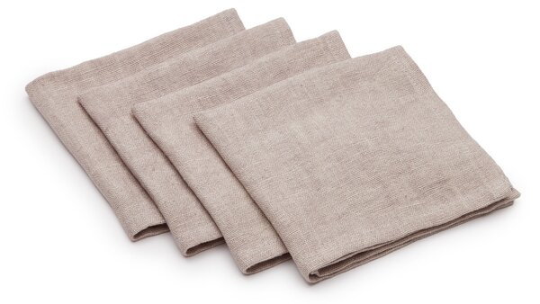 Set Ubalda di 4 tovaglioli in lino e cotone grigio chiaro