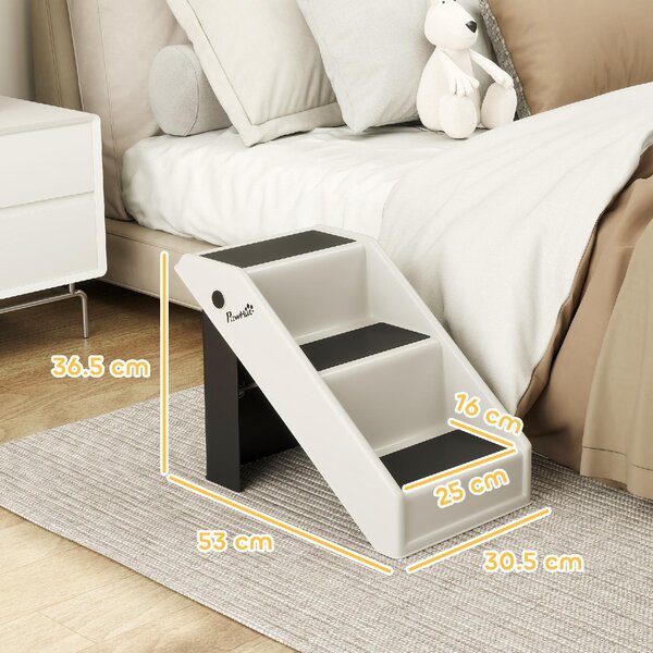 AllMyPets Scaletta per Cani e Gatti con 3 Scalini Antiscivolo Design Pieghevole con Capacit 10 kg colore Crema - W808CW