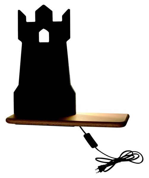 Applique LED per bambini con ripiano TOWER LED/4W/230V nero/legno