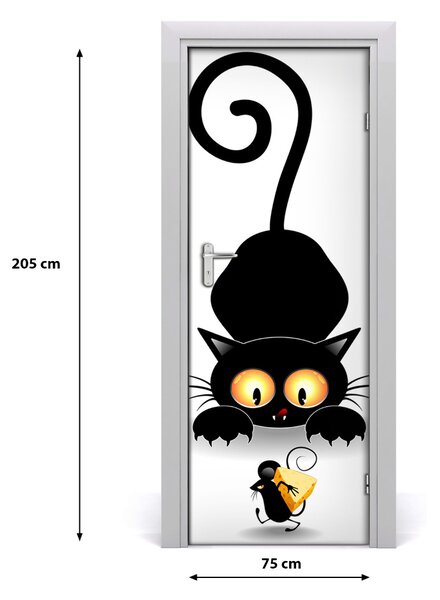Adesivo per porta Gatto e topo 75x205 cm