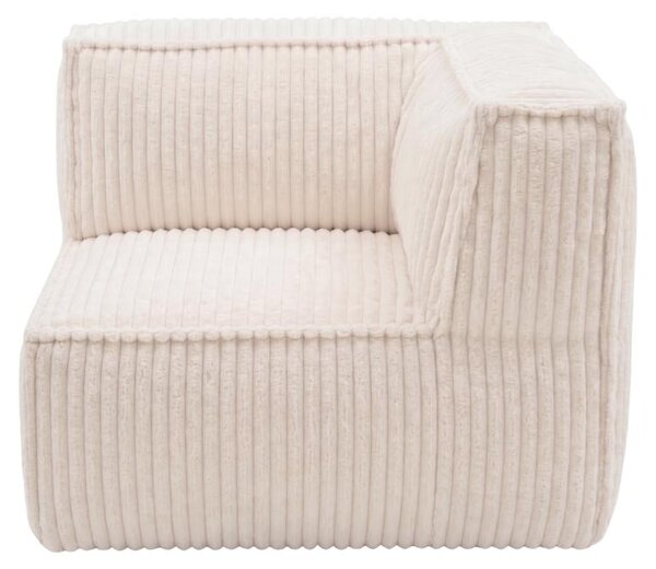Modulo angolare destro sfoderabile per divano modulare in velluto a coste BANANAIR 90x90 cm bianco