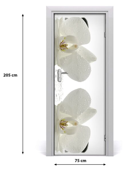 Adesivo per porta Orchidea e pietre 75x205 cm