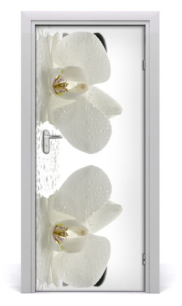 Adesivo per porta Orchidea e pietre 75x205 cm