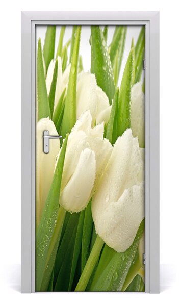 Adesivo per porta Tulipani bianchi 75x205 cm