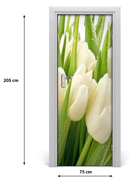 Adesivo per porta Tulipani bianchi 75x205 cm
