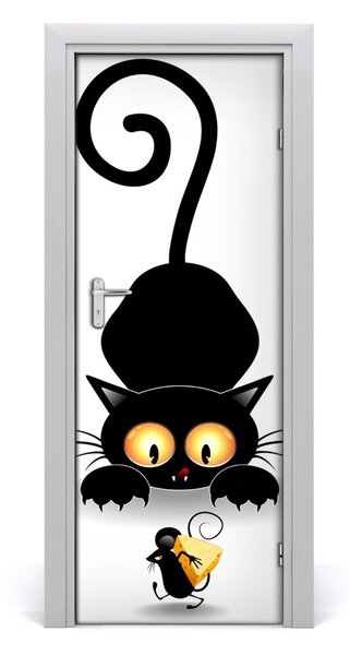 Adesivo per porta Gatto e topo 75x205 cm
