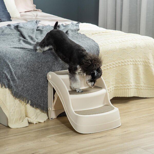 AllMyPets Scaletta per Cani Pieghevole con 3 Gradini Antiscivolo in PP 49x38x38 cm colore Beige - 01CW-D06