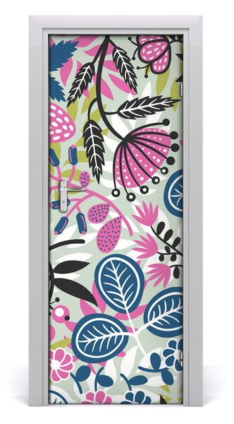 Adesivo per porta interna Fiori 75x205 cm