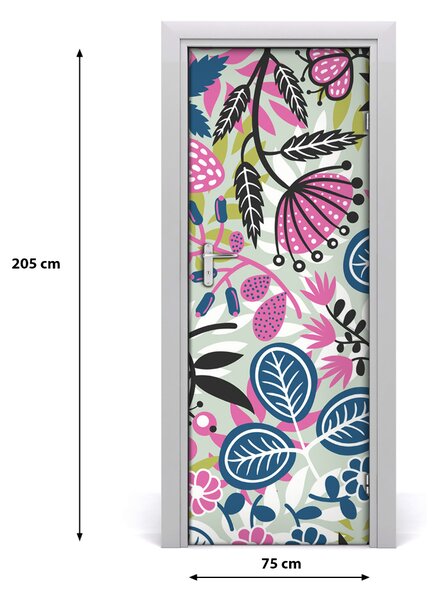 Adesivo per porta interna Fiori 75x205 cm