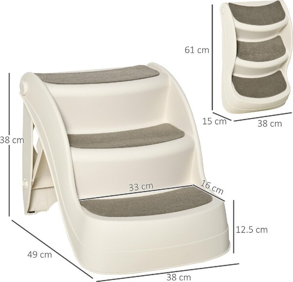 AllMyPets Scaletta per Cani Pieghevole con 3 Gradini Antiscivolo in PP 49x38x38 cm colore Beige - 01CW-D06