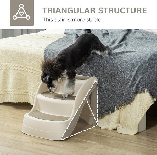 AllMyPets Scaletta per Cani Pieghevole con 3 Gradini Antiscivolo in PP 49x38x38 cm colore Beige - 01CW-D06