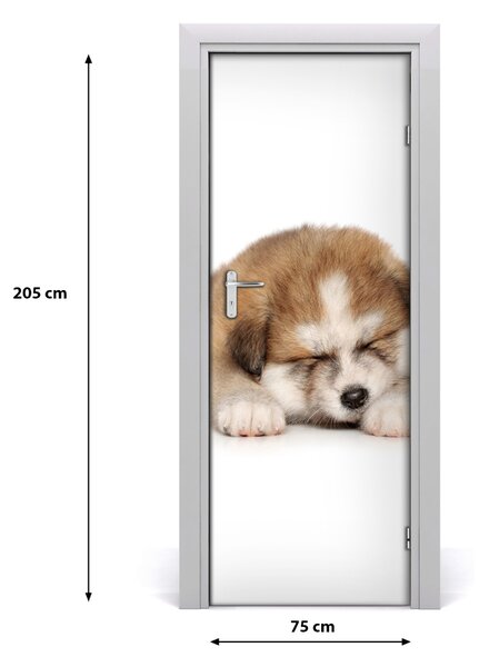 Sticker porta Cucciolo di Akita 75x205 cm