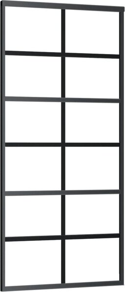 Porta Scorrevole in Vetro ESG e Alluminio 90x205 cm Nera