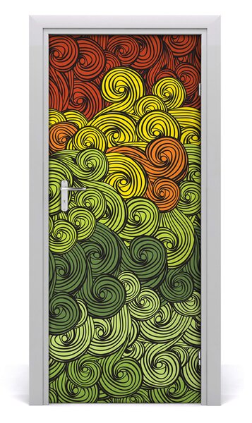 Adesivo per porta Onde colorate 75x205 cm