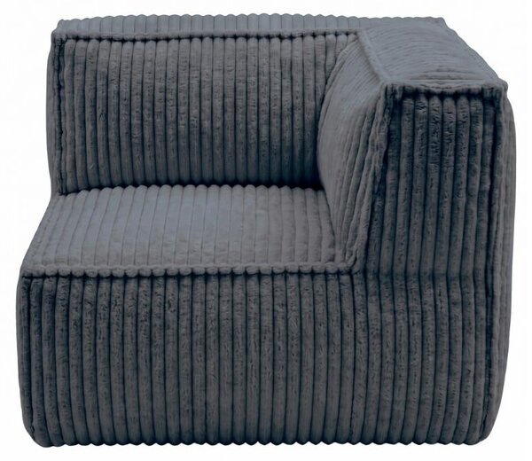 Modulo angolare destro sfoderabile per divano modulare in velluto a coste BANANAIR 90x90 cm grigio scuro