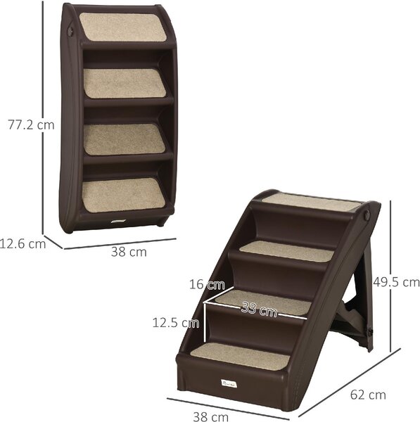 AllMyPets Scaletta per Cani Pieghevole con 4 Gradini Antiscivolo in PP colore Marrone - 97X2DR