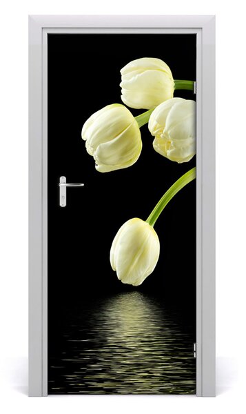 Adesivo per porta Tulipani bianchi 75x205 cm