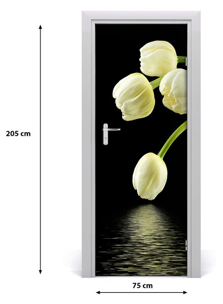 Adesivo per porta Tulipani bianchi 75x205 cm