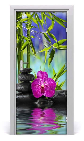 Adesivo per porta Orchidea e bamb? 75x205 cm