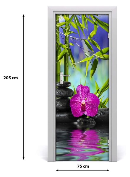 Adesivo per porta Orchidea e bamb? 75x205 cm