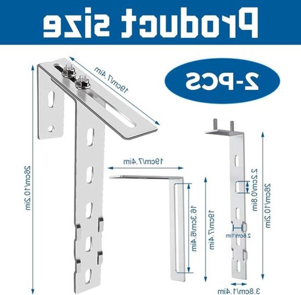 2 ganci di fissaggio per pannelli solari, adatti per balconi e tetti piani, con viti incluse - Supporto universale per moduli fotovoltaici per l'installazione di impianti solari