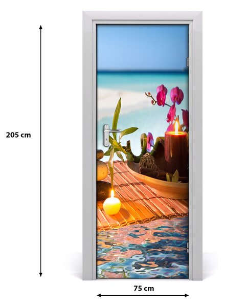 Adesivo per porta Orchidea e bamb? 75x205 cm