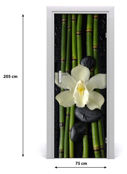 Adesivo per porta interna Orchidea e bamb? 75x205 cm