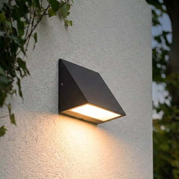 Applique da esterni a LED Triava Lindby, Nero, Alluminio, Moderno, Applique LED da esterni