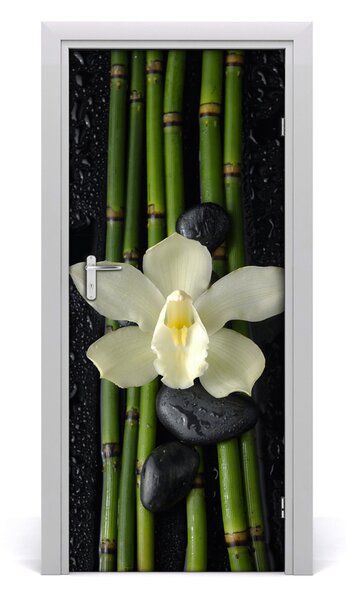 Adesivo per porta interna Orchidea e bamb? 75x205 cm