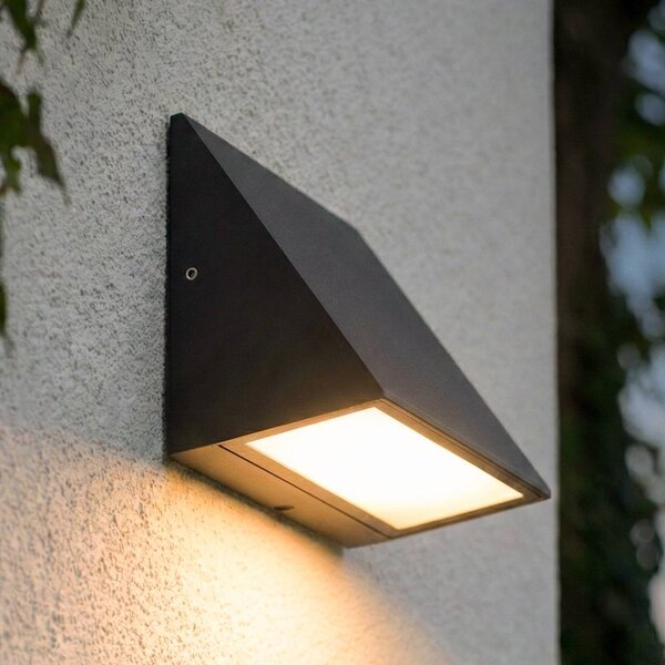 Applique da esterni a LED Triava Lindby, Nero, Alluminio, Moderno, Applique LED da esterni