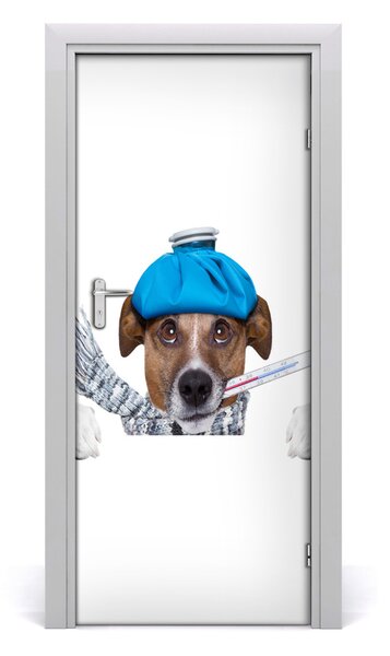 Adesivo per porta Cane malato 75x205 cm